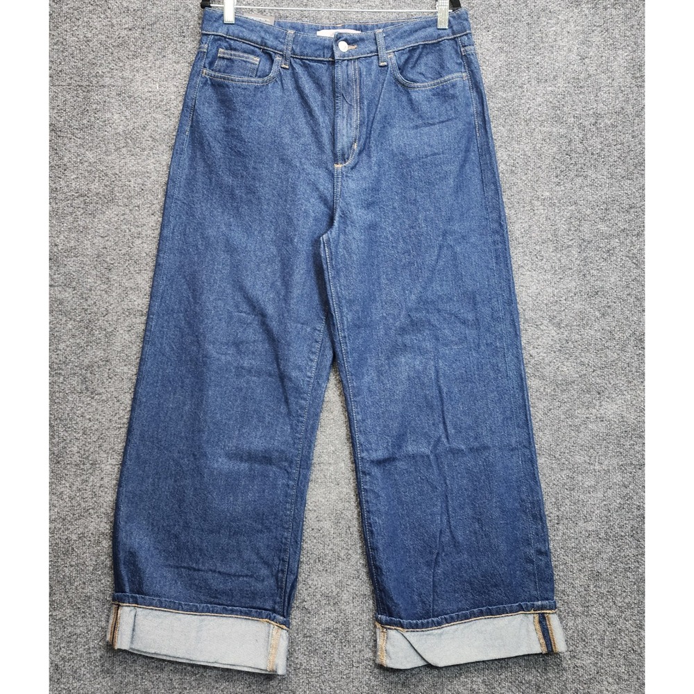 NWT Joe's Jeans Hackney Wide Leg Cuffed 100% Cotton Dark Wash Jeans Size 31